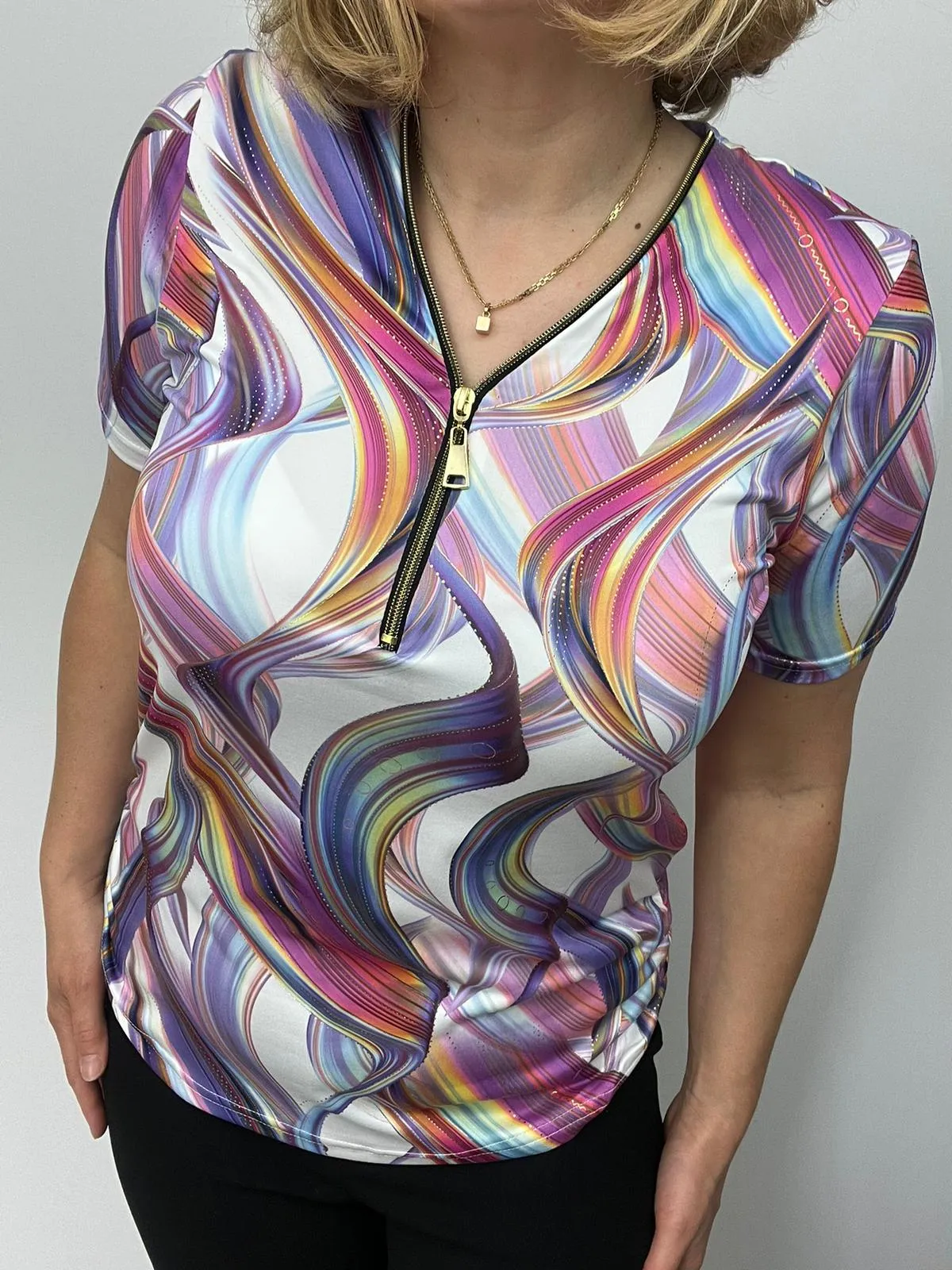 Ilona Short sleeve Zip Top in stunning summer colours 91