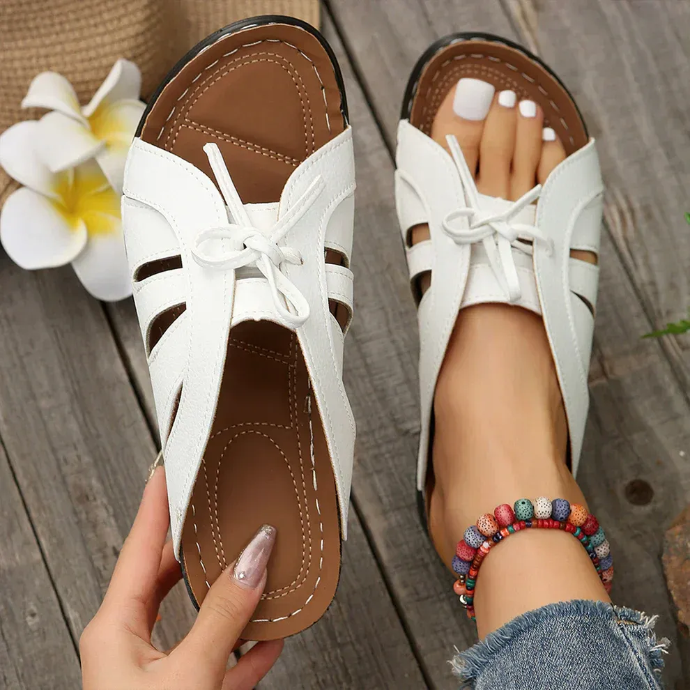 Ivyshape | Comfy Sandals With Bow Tie