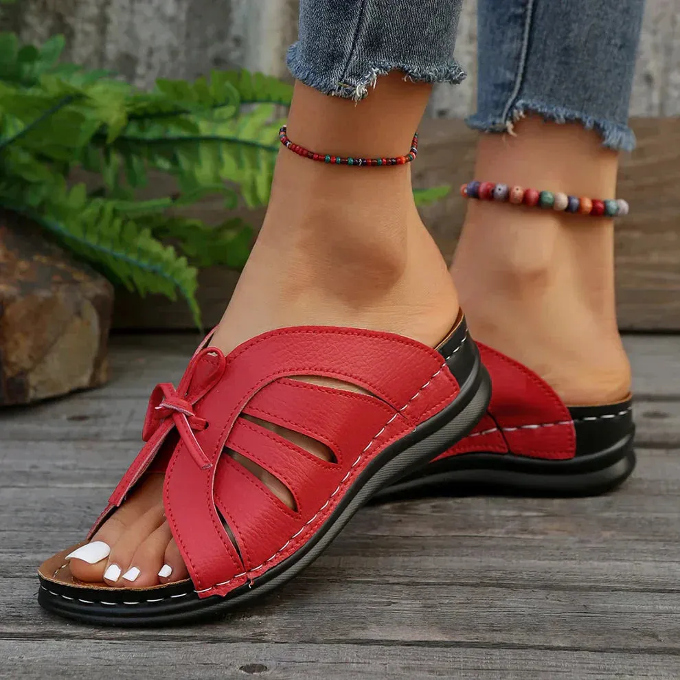 Ivyshape | Comfy Sandals With Bow Tie