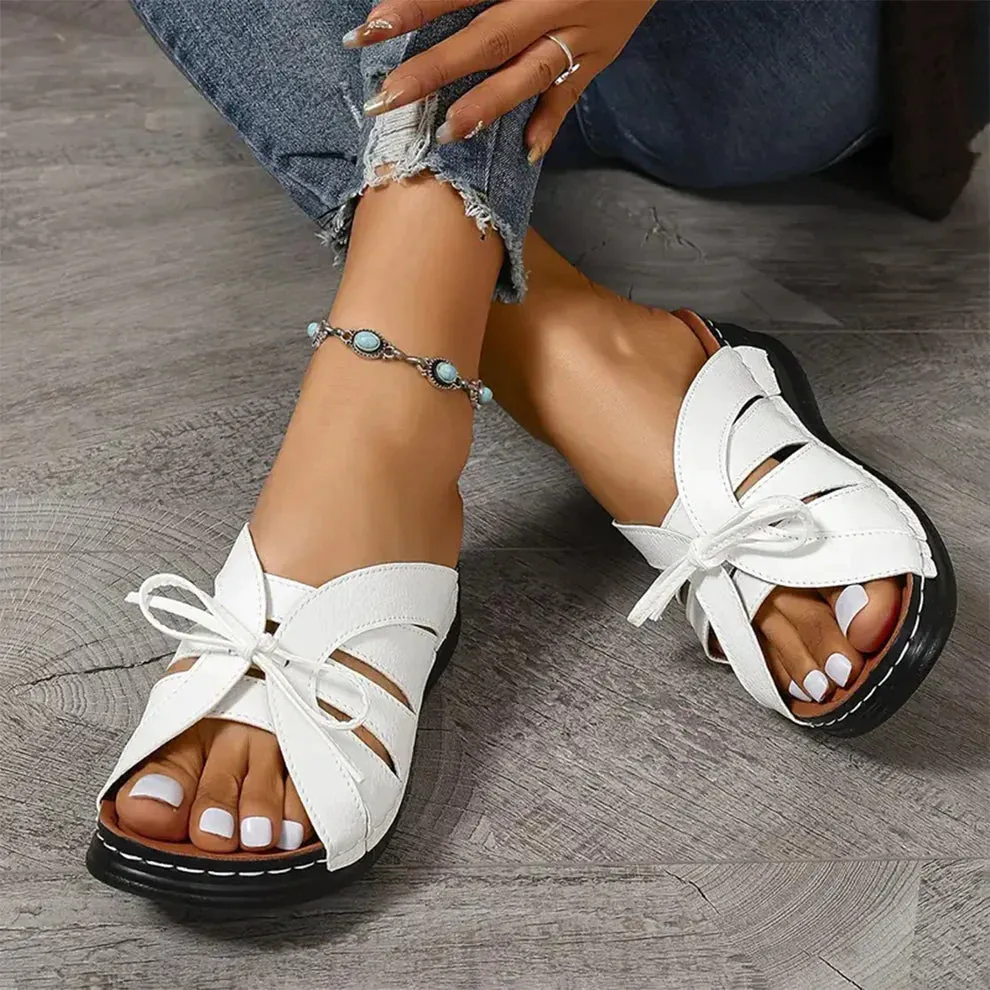 Ivyshape | Comfy Sandals With Bow Tie