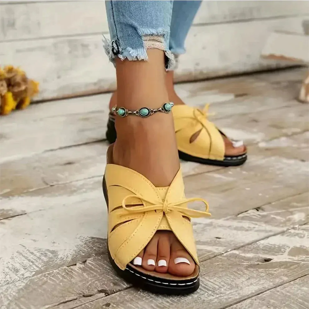 Ivyshape | Comfy Sandals With Bow Tie