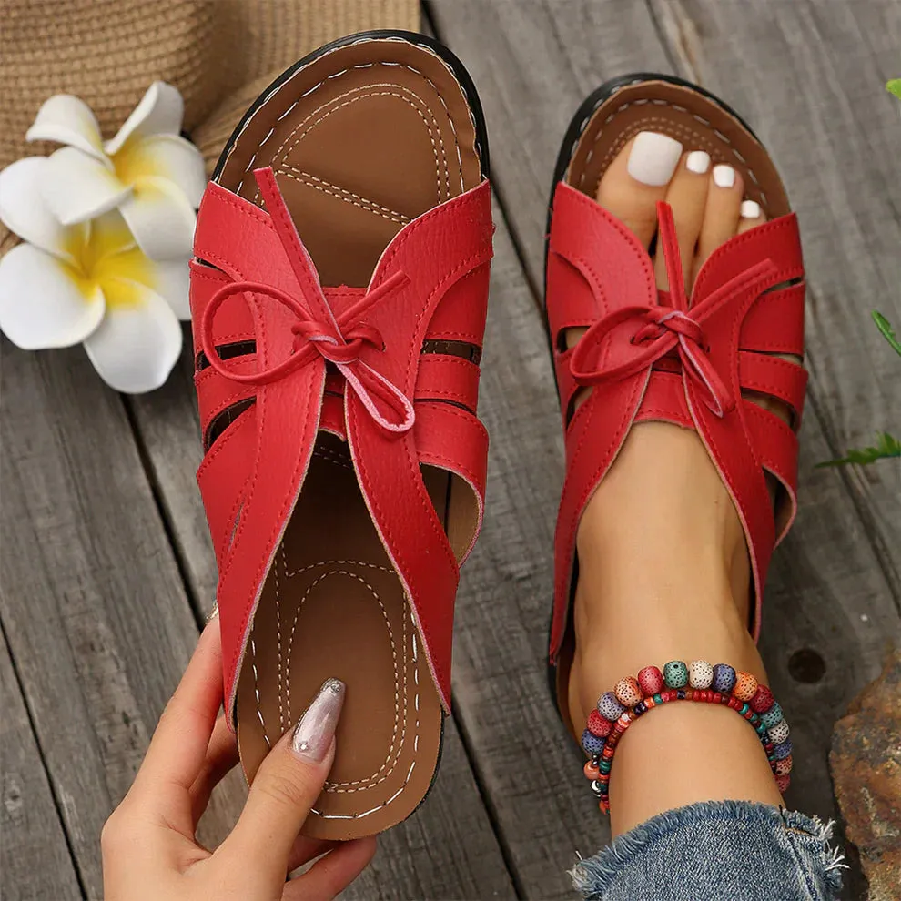 Ivyshape | Comfy Sandals With Bow Tie