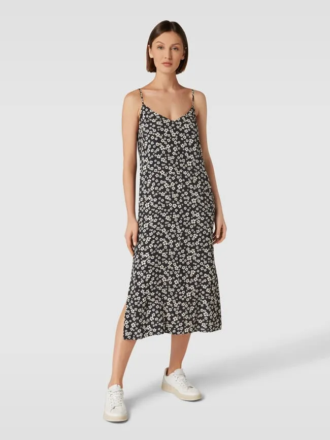 Jake*s Casual Allover Floral Midi Dress, Black