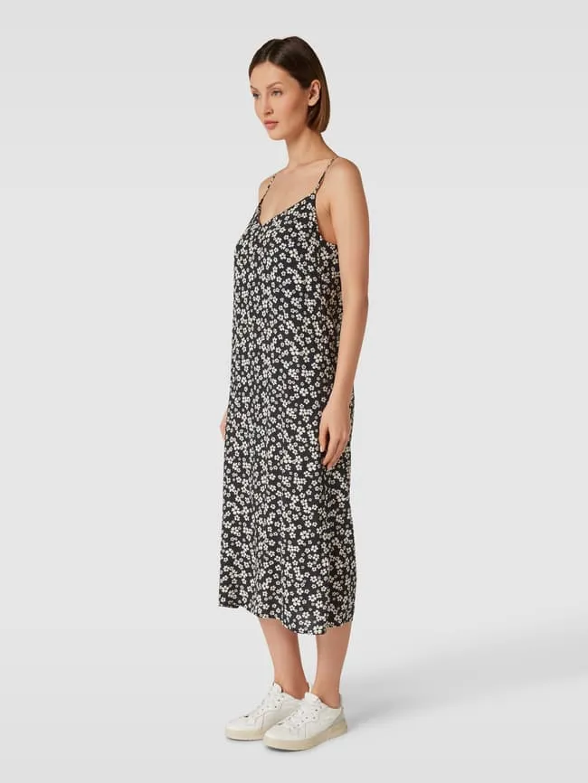 Jake*s Casual Allover Floral Midi Dress, Black