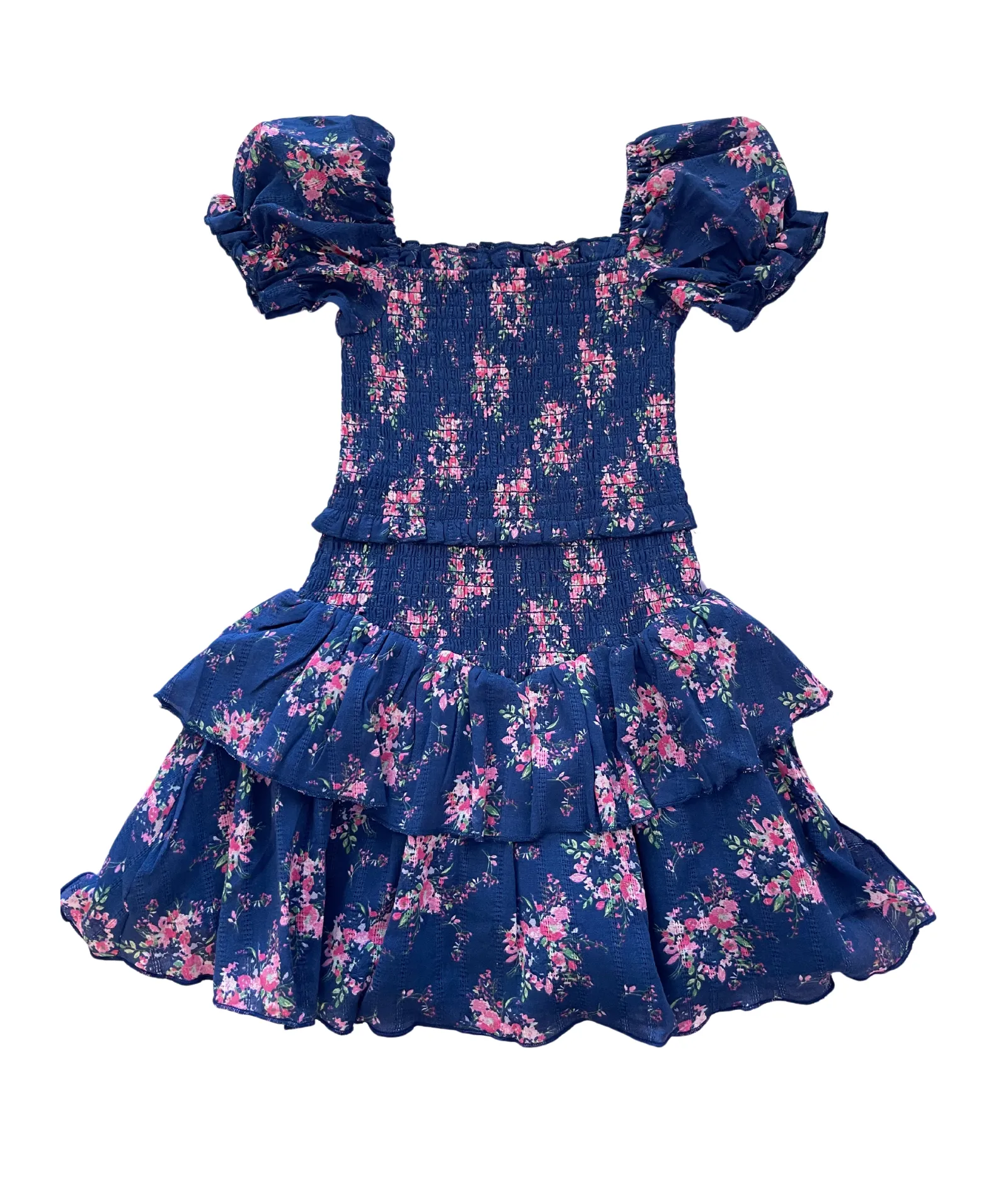 Katie J NYC Girls Evening Blue Bouquet Floral Lainey Dress