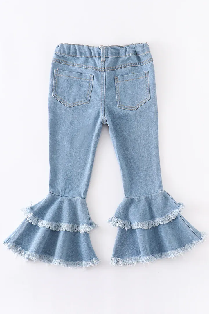 Light blue layered denim jeans