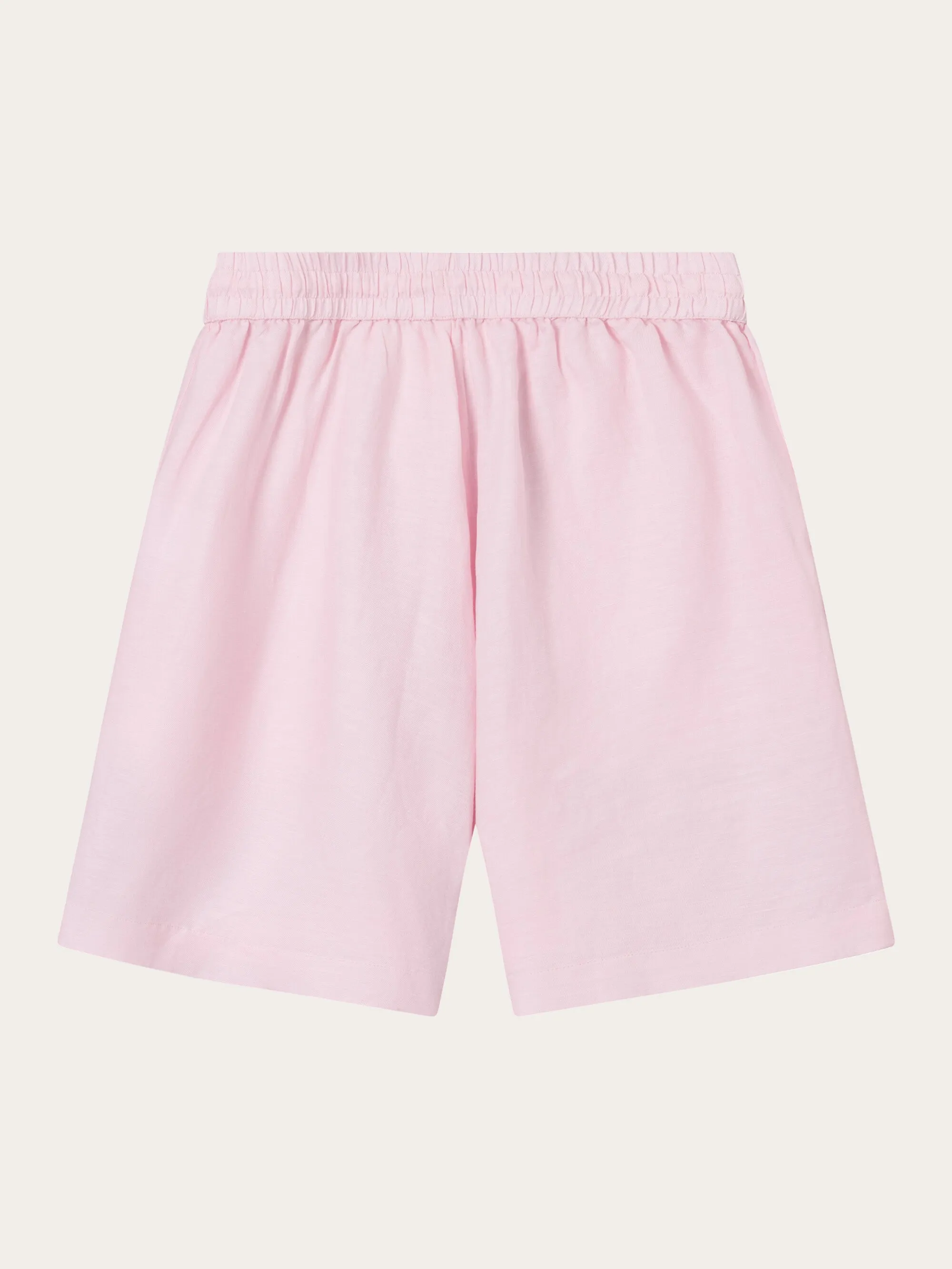 Linen mix elastic waist shorts - Parfait Pink