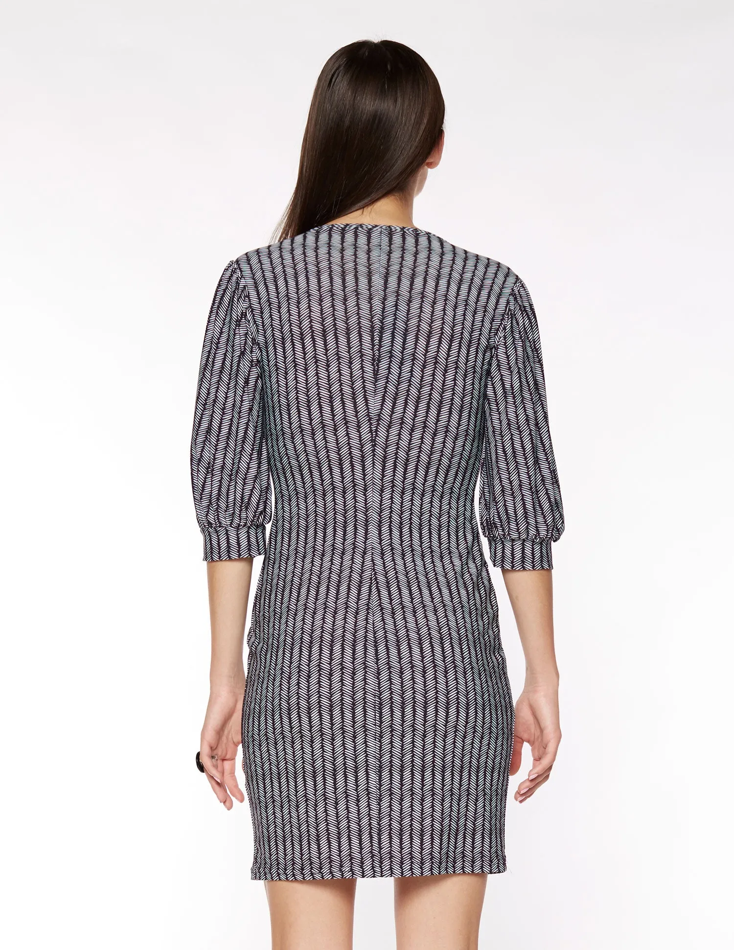 Long Sleeve V-Neck Dress | Black