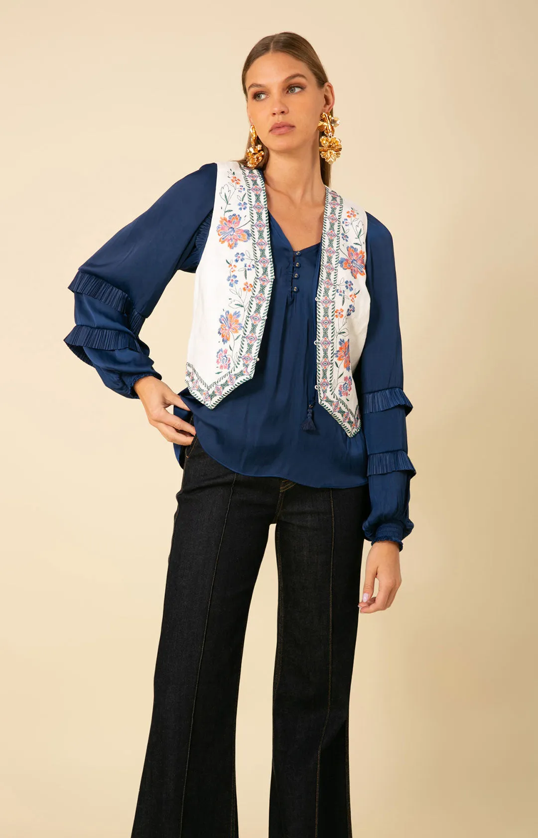 Madeleine Embroidered Linen Vest