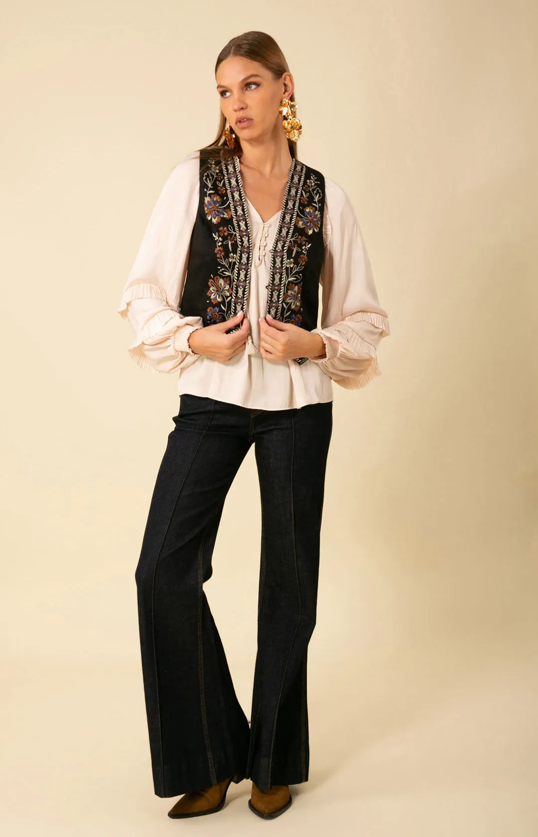 Madeleine Embroidered Linen Vest