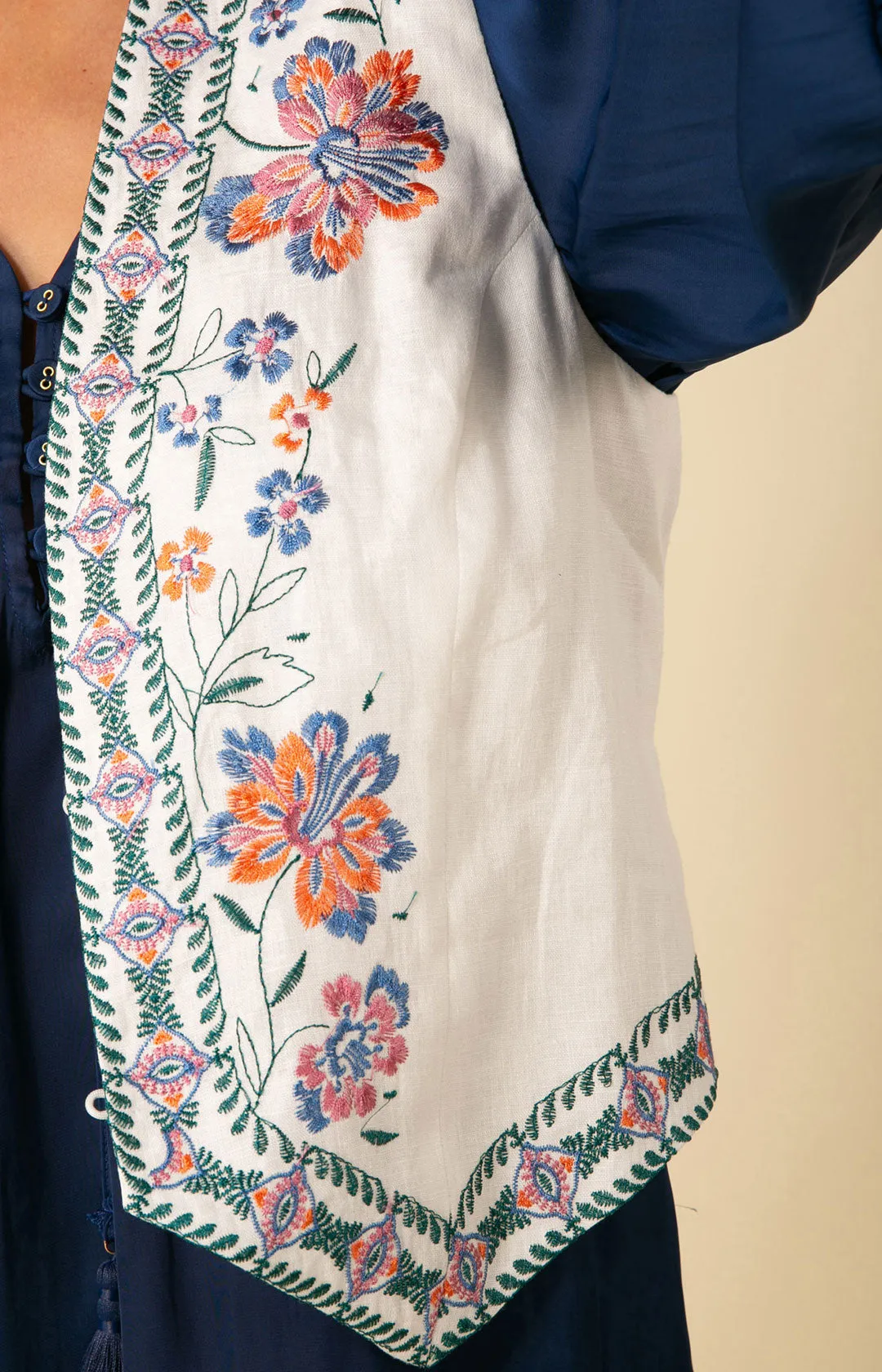 Madeleine Embroidered Linen Vest