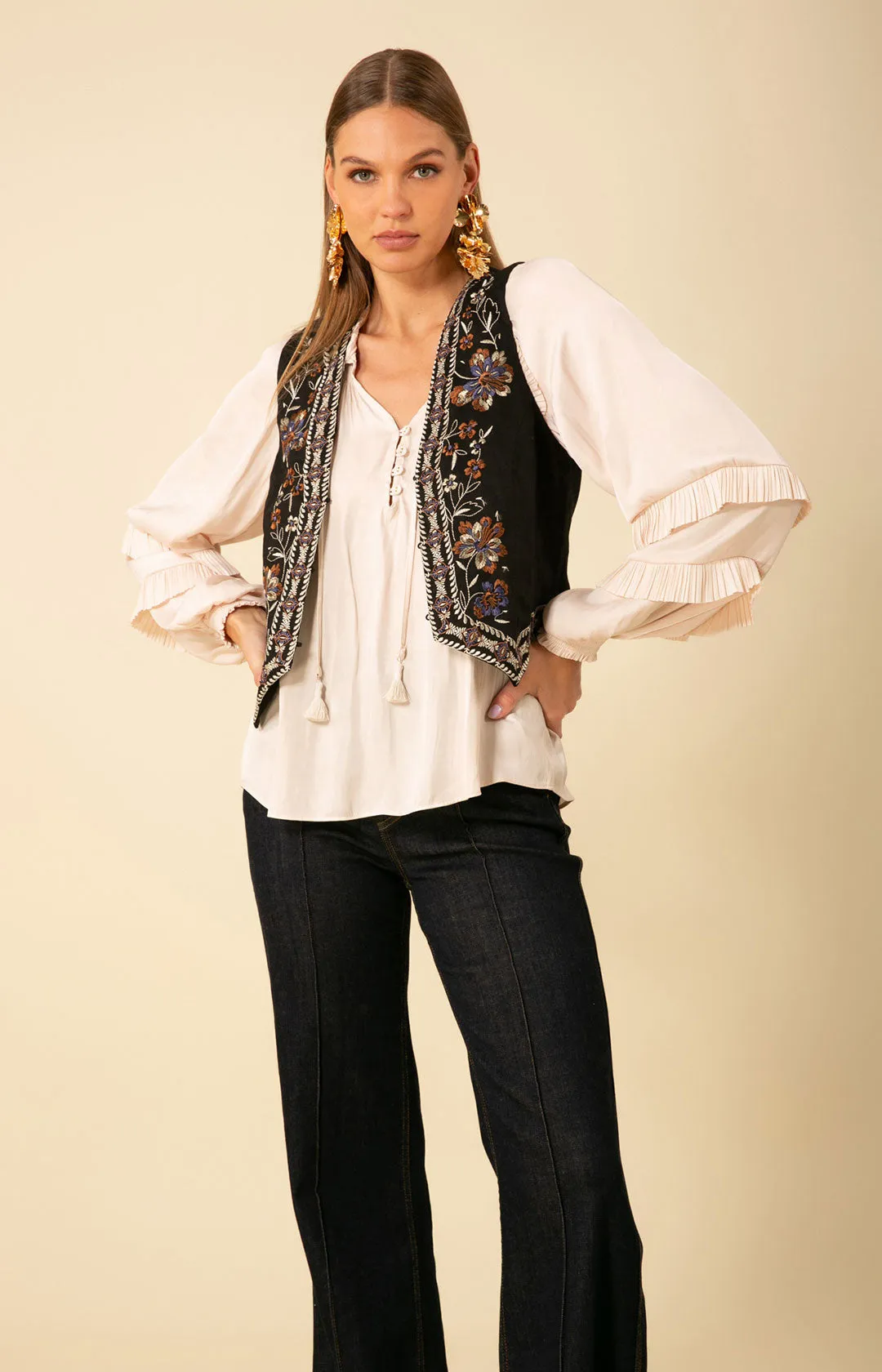 Madeleine Embroidered Linen Vest