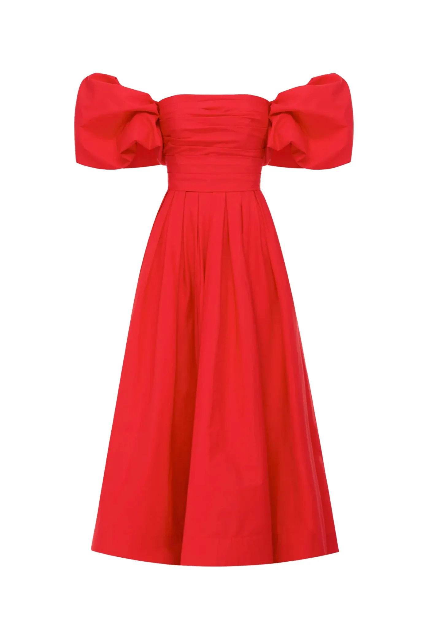 Matilda Puff Sleeve Midi Dress Scarlet by Leo Lin