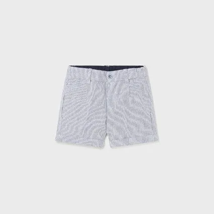 Navy Stripes Linen Dressy Shorts