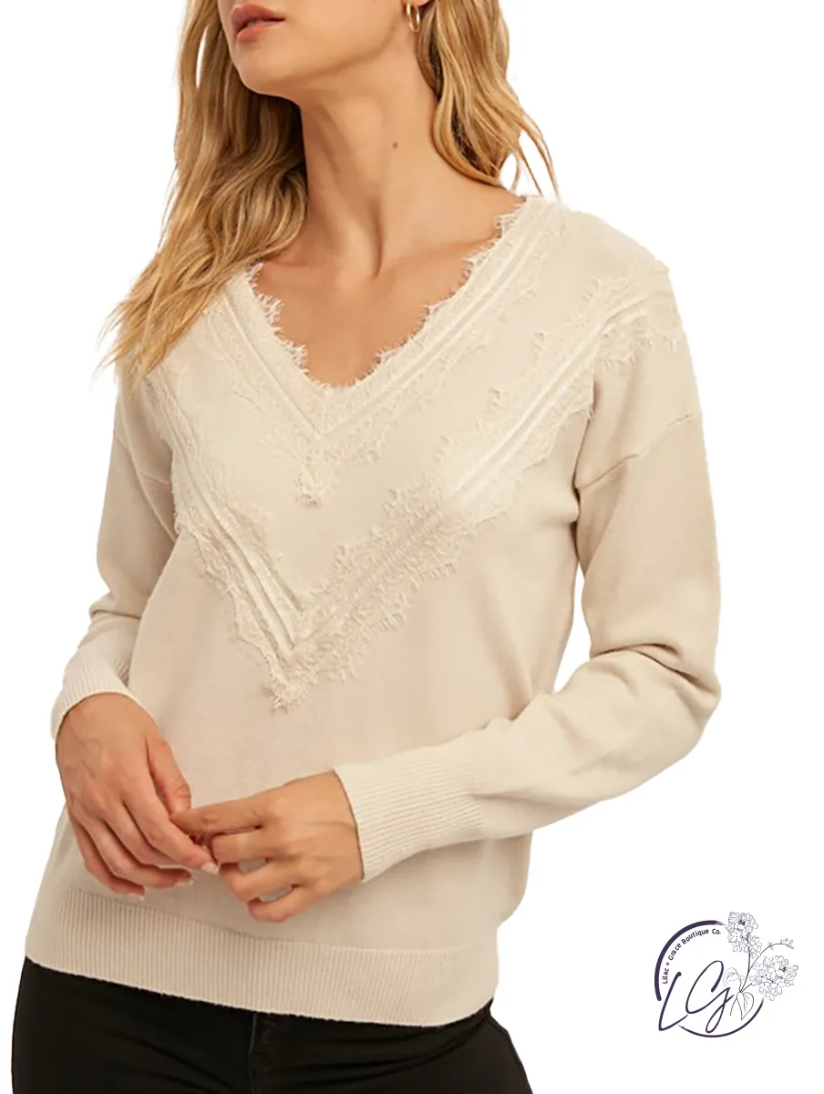 Only The Best Lace Trim Sweater