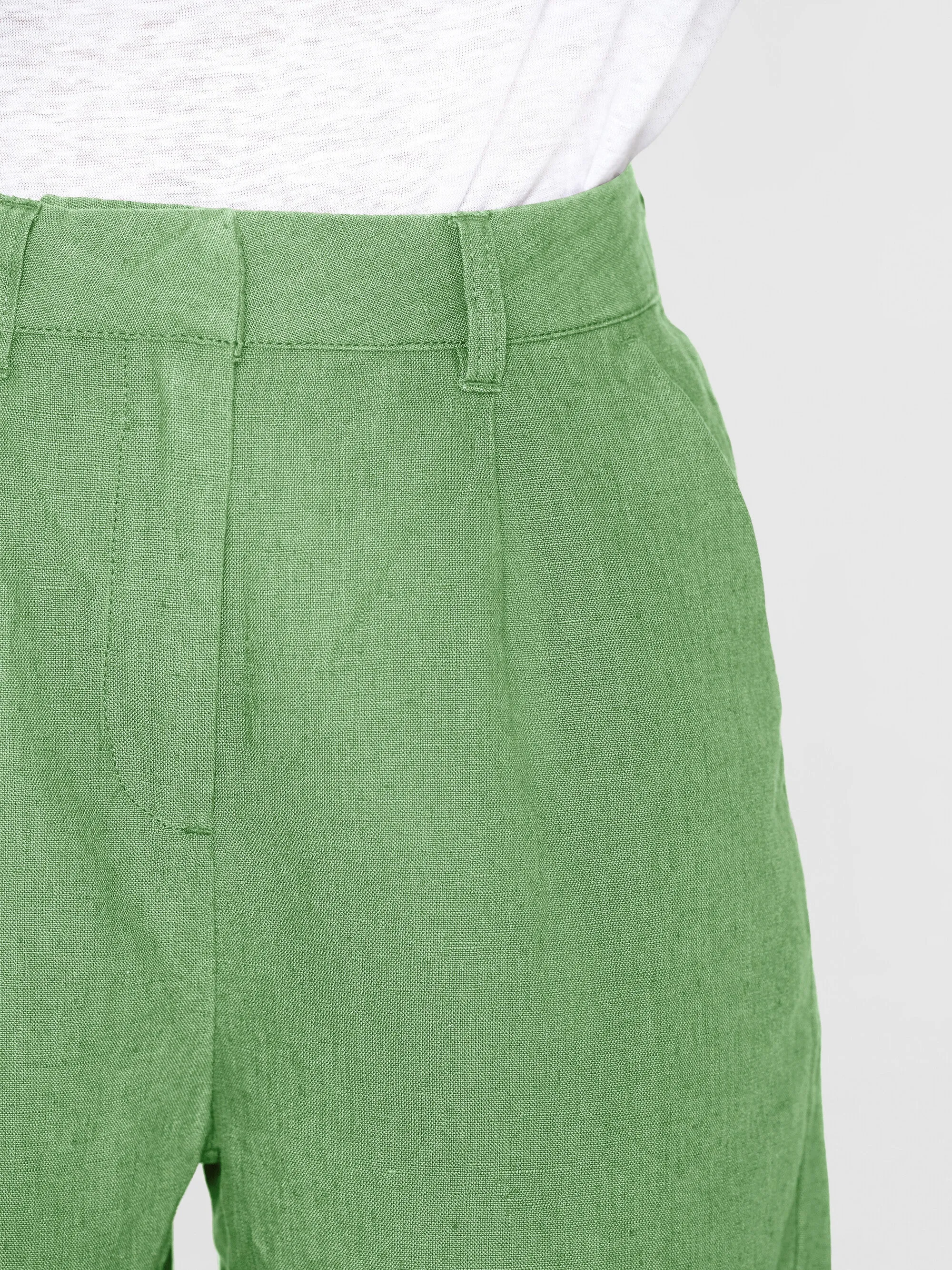 POSEY wide high-rise linen shorts - GOTS/Vegan - Shale Green