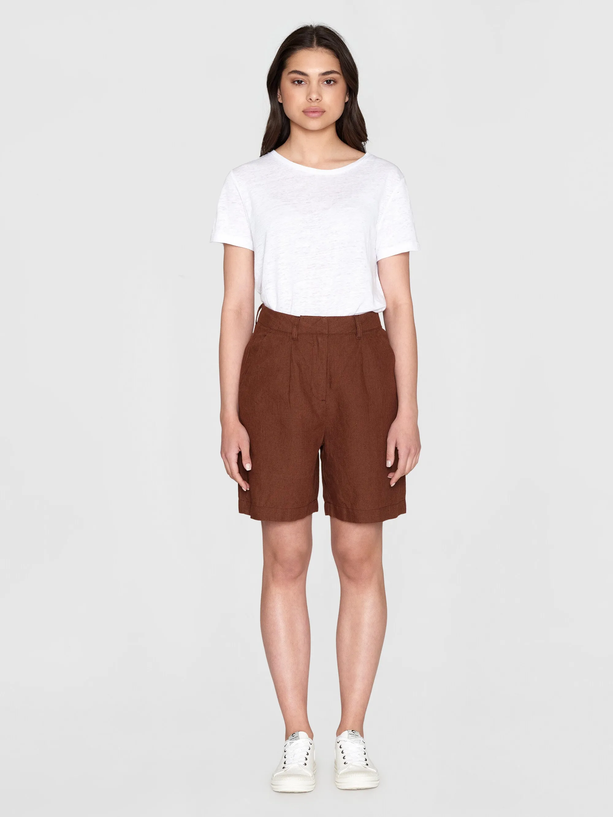 POSEY wide high-rise linen shorts - GOTS/Vegan - Tiramisu