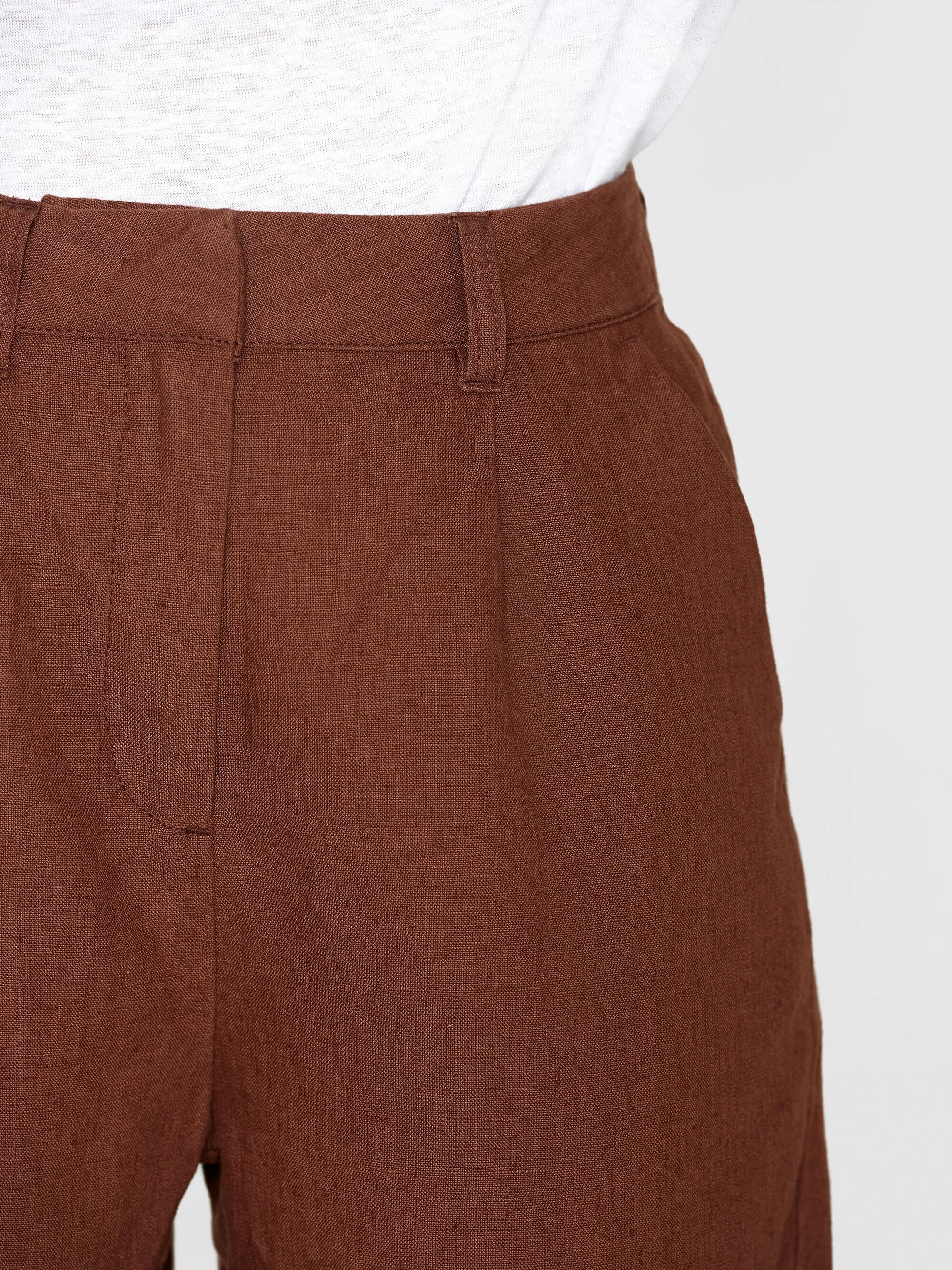 POSEY wide high-rise linen shorts - GOTS/Vegan - Tiramisu