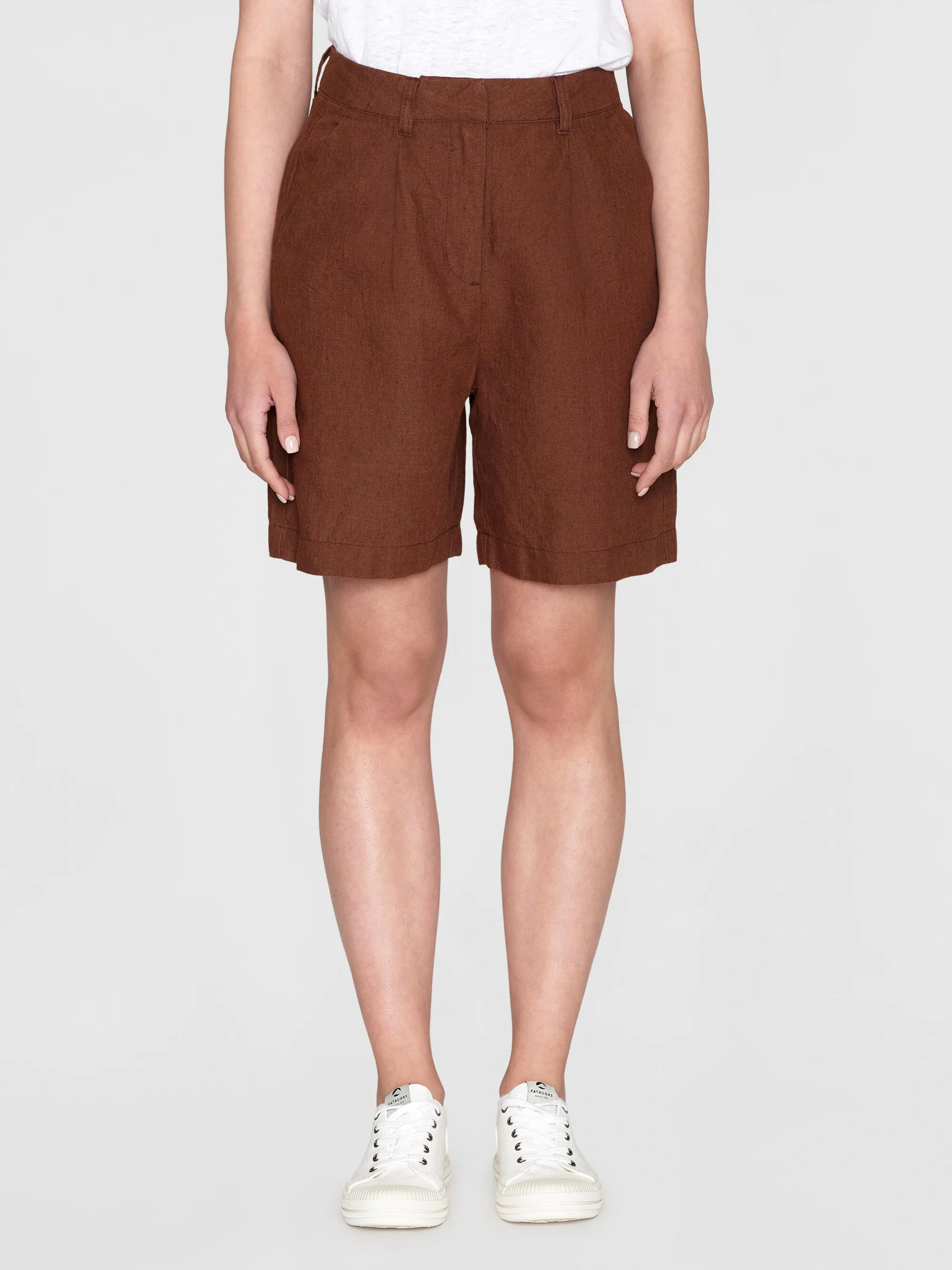 POSEY wide high-rise linen shorts - GOTS/Vegan - Tiramisu