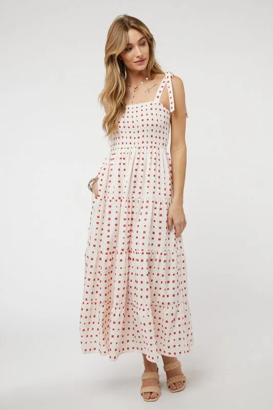 Printed Smocked Ruffle Maxi Dress