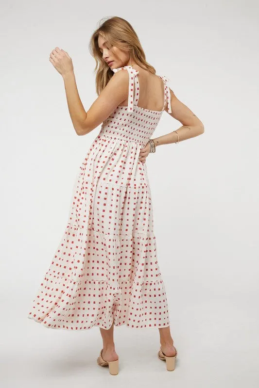 Printed Smocked Ruffle Maxi Dress