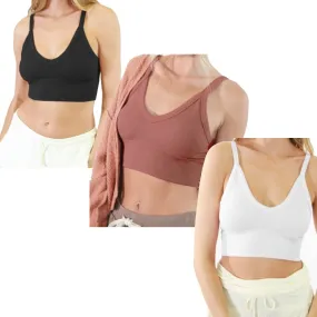 Ribbed V-Neck Bra Top