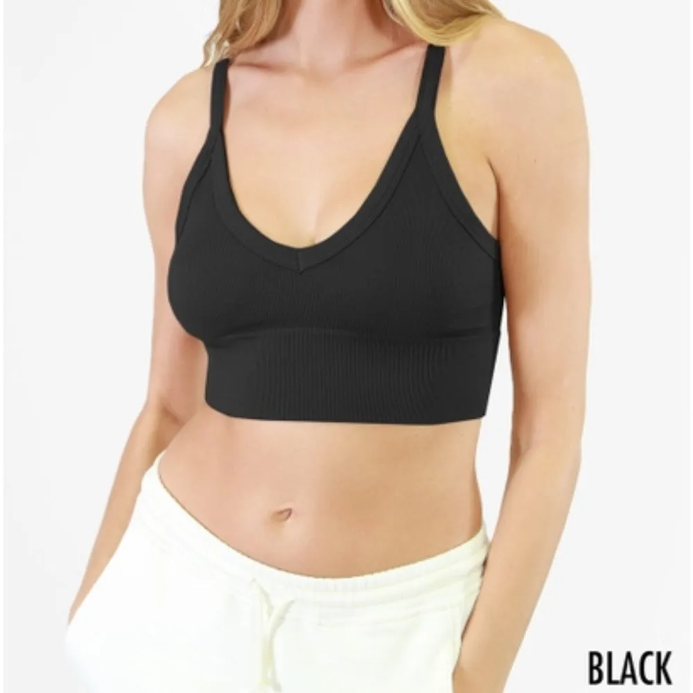 Ribbed V-Neck Bra Top