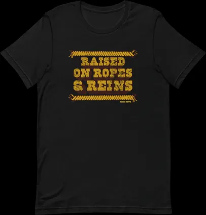 Rodeo Hippie Raised on Ropes and Reins Black Tee