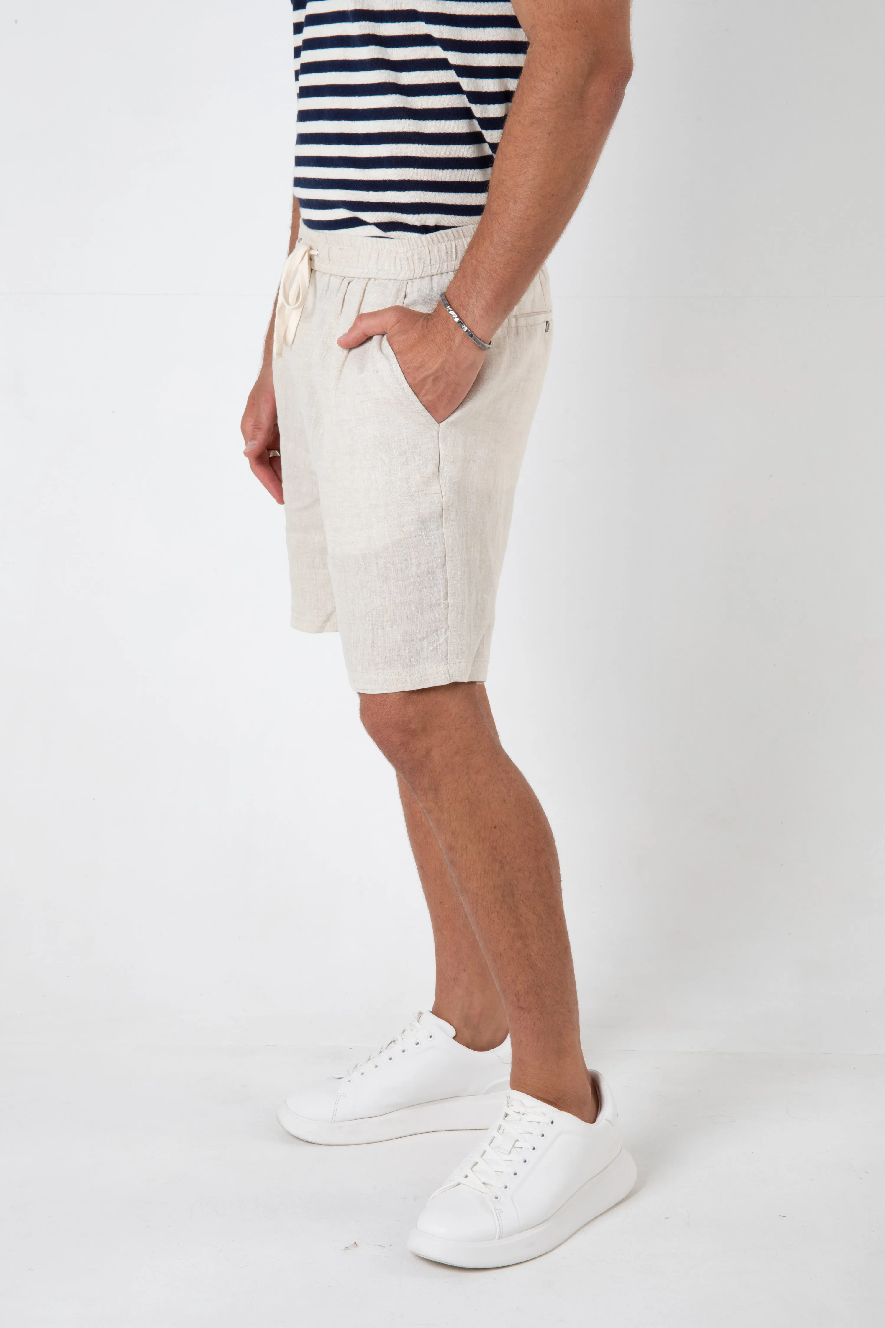 RUFOLO LINEN SHORT - NATURAL