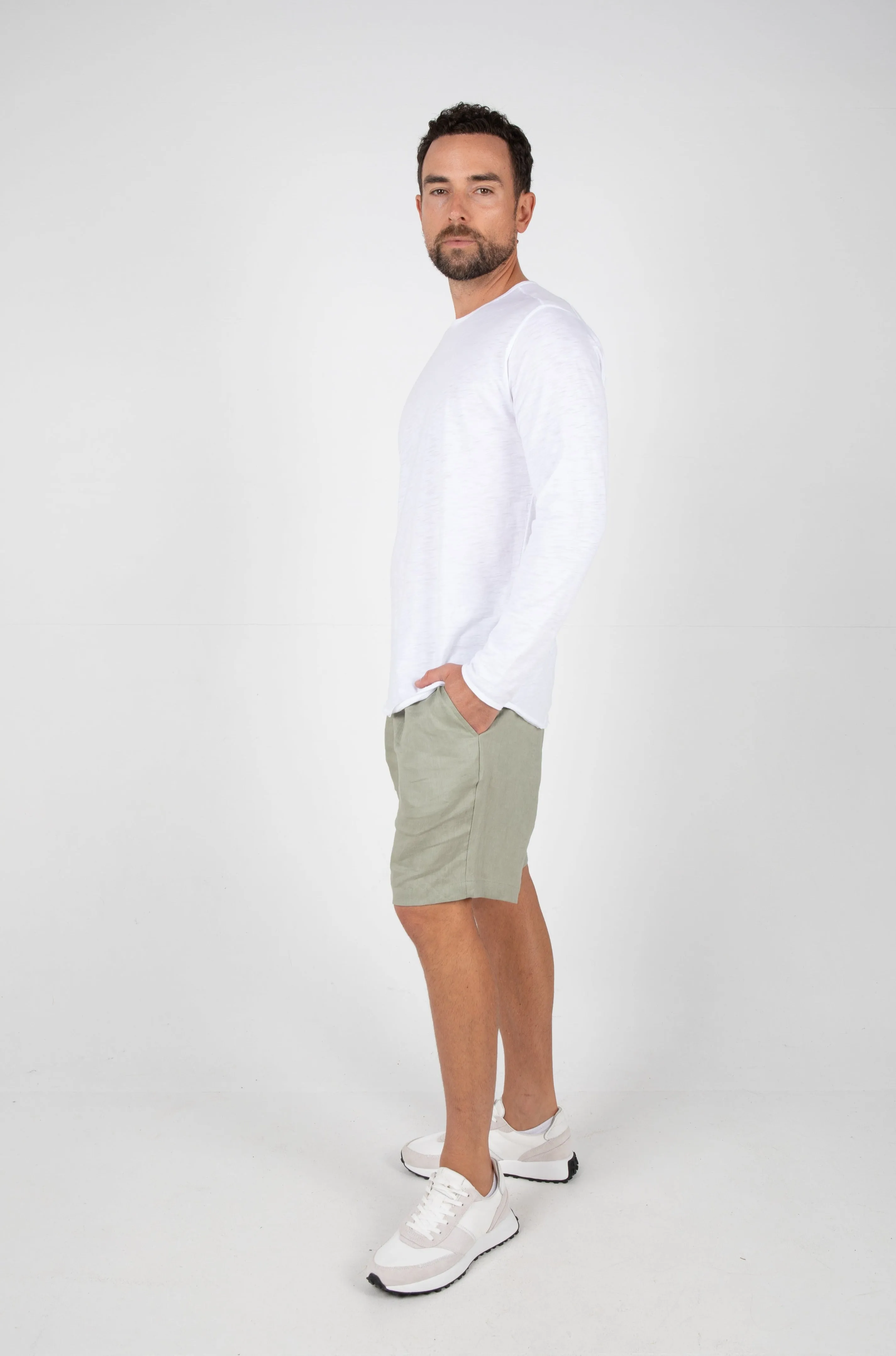 RUFOLO LINEN SHORT - SAGE