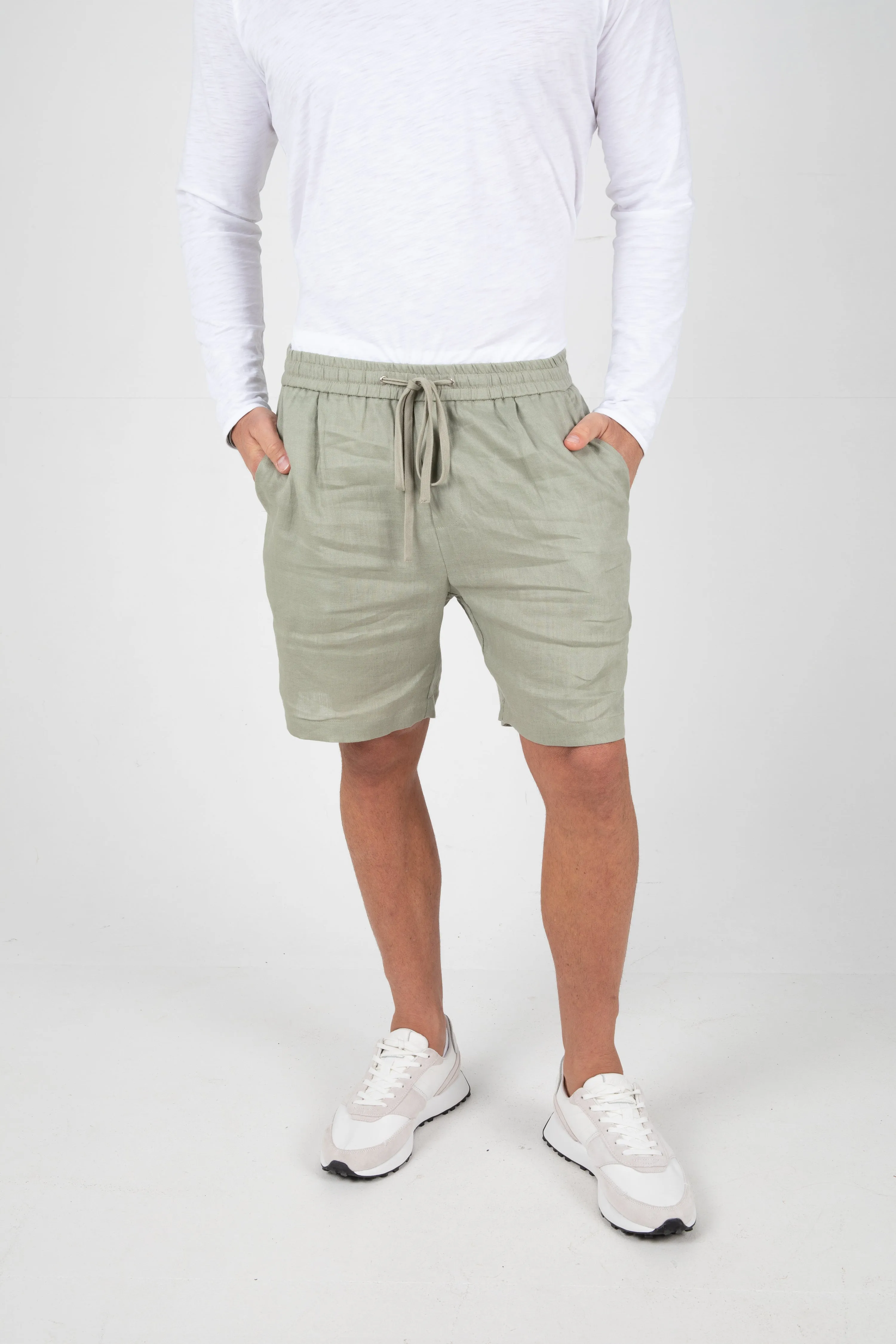 RUFOLO LINEN SHORT - SAGE