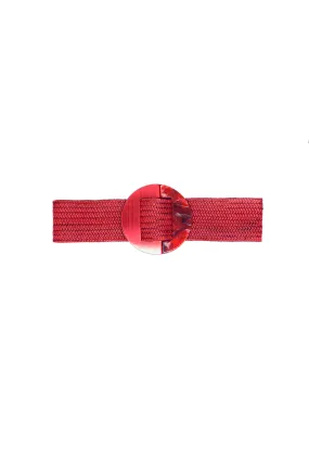 SAMPLE - Metallic & Marbled Buckle Stretch Belt - Red