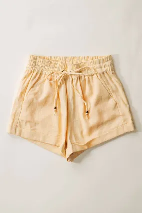 Shorts - Linen with tie waist - Butter Large