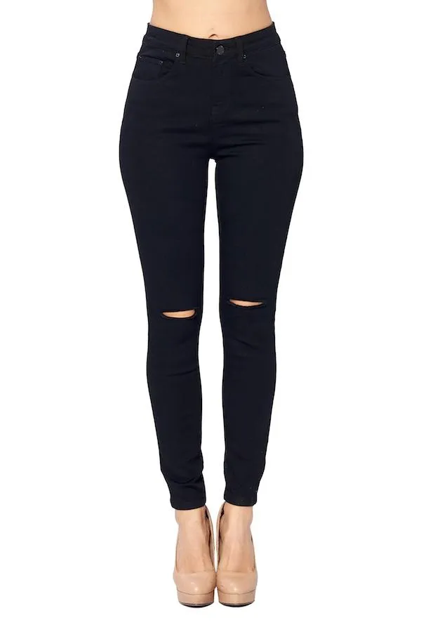 Solid High Rise Jeans w Slits