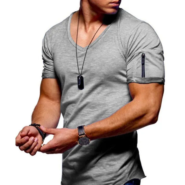 V-neck Fitness Bodybuilding T-shirt