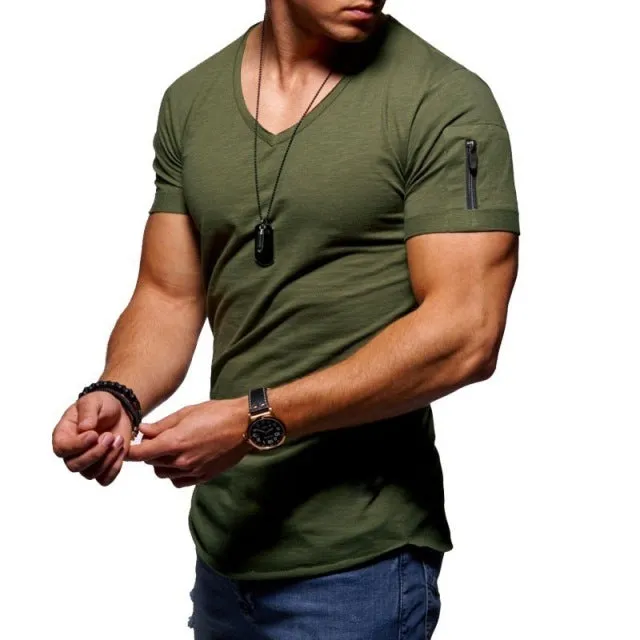 V-neck Fitness Bodybuilding T-shirt