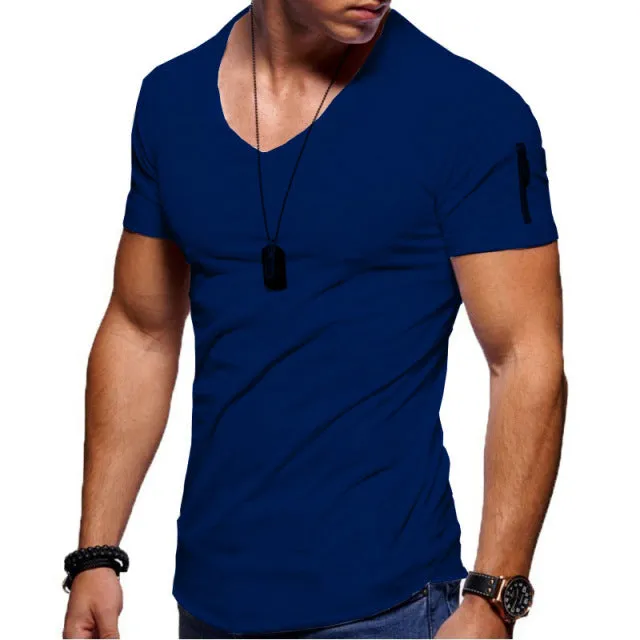 V-neck Fitness Bodybuilding T-shirt