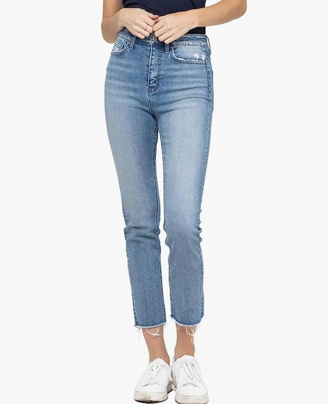 vervet by flying monkey: super high rise slim crop straight jeans - swish