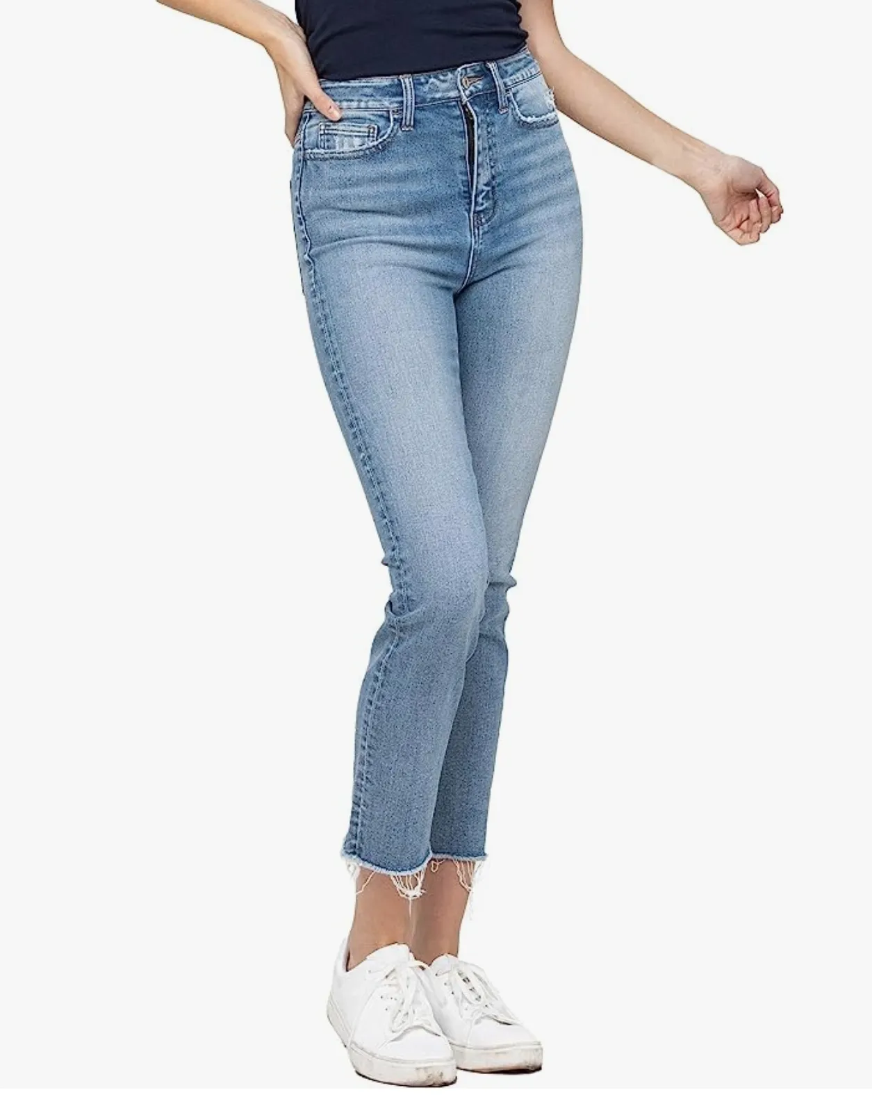 vervet by flying monkey: super high rise slim crop straight jeans - swish