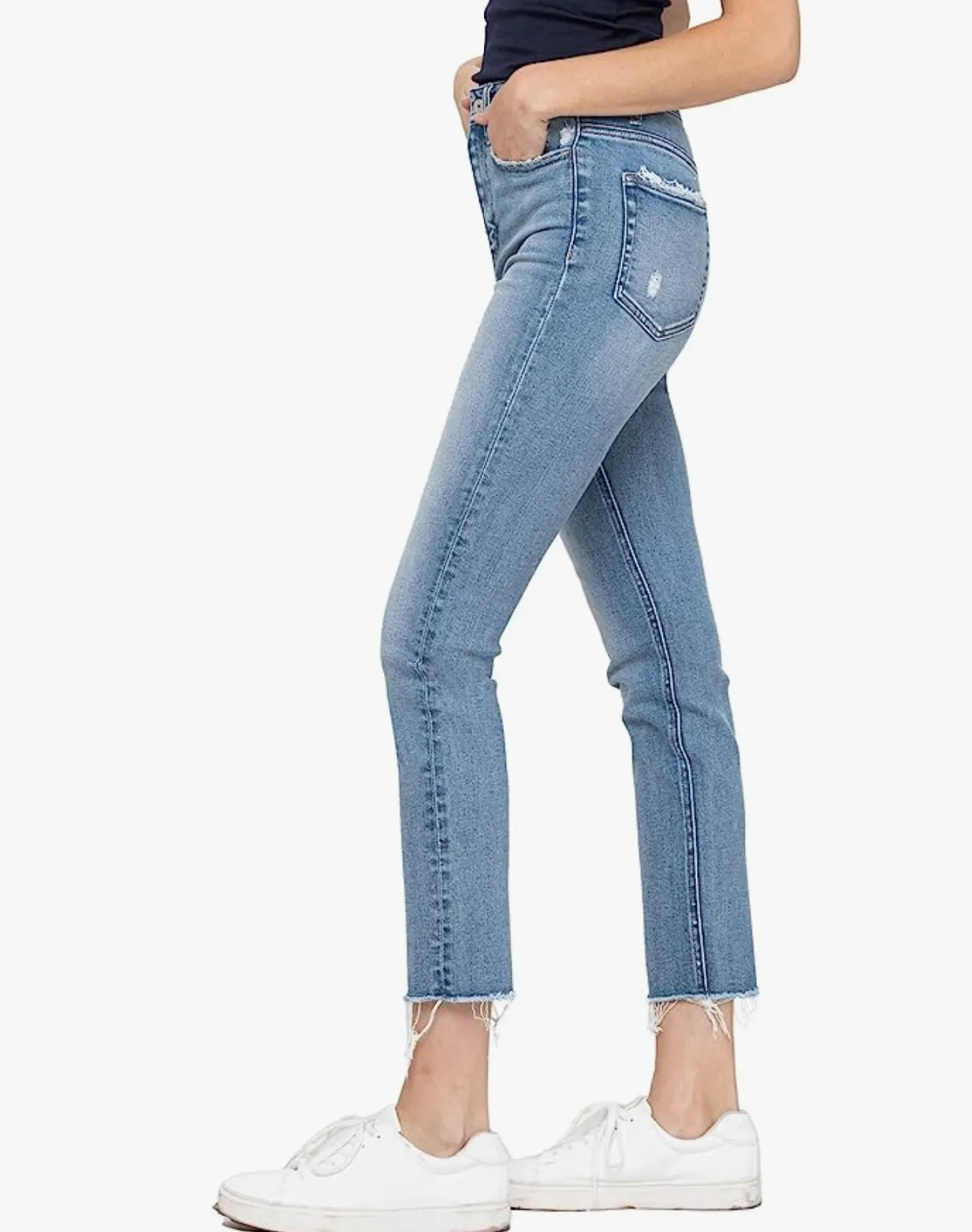 vervet by flying monkey: super high rise slim crop straight jeans - swish