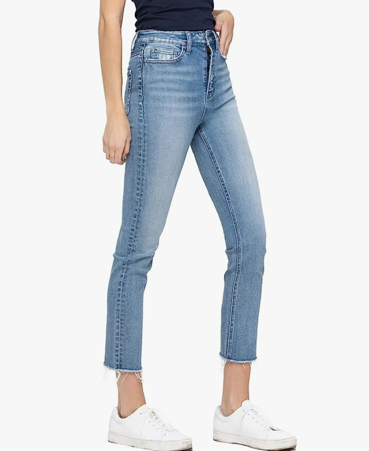 vervet by flying monkey: super high rise slim crop straight jeans - swish