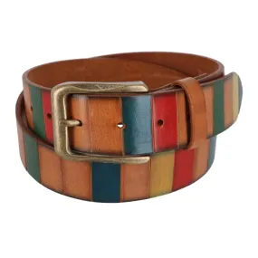 Will Leather Goods Men's Hand Painted Color Block Belt