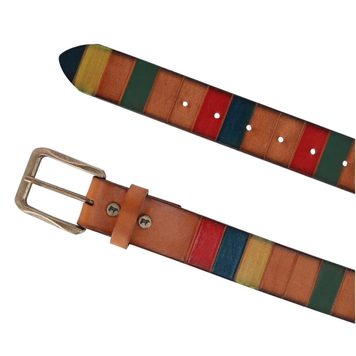 Will Leather Goods Men's Hand Painted Color Block Belt