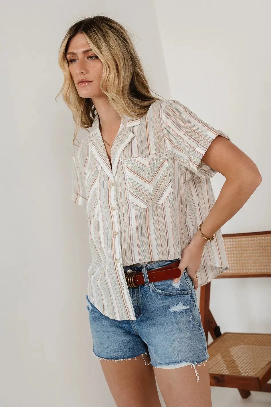 Wilma Woven Top in Beige - FINAL SALE