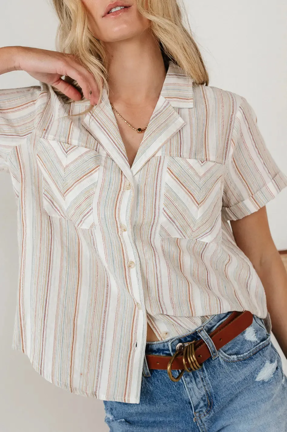 Wilma Woven Top in Beige - FINAL SALE