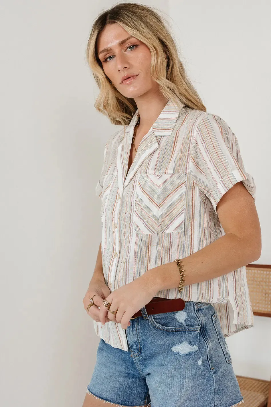 Wilma Woven Top in Beige - FINAL SALE