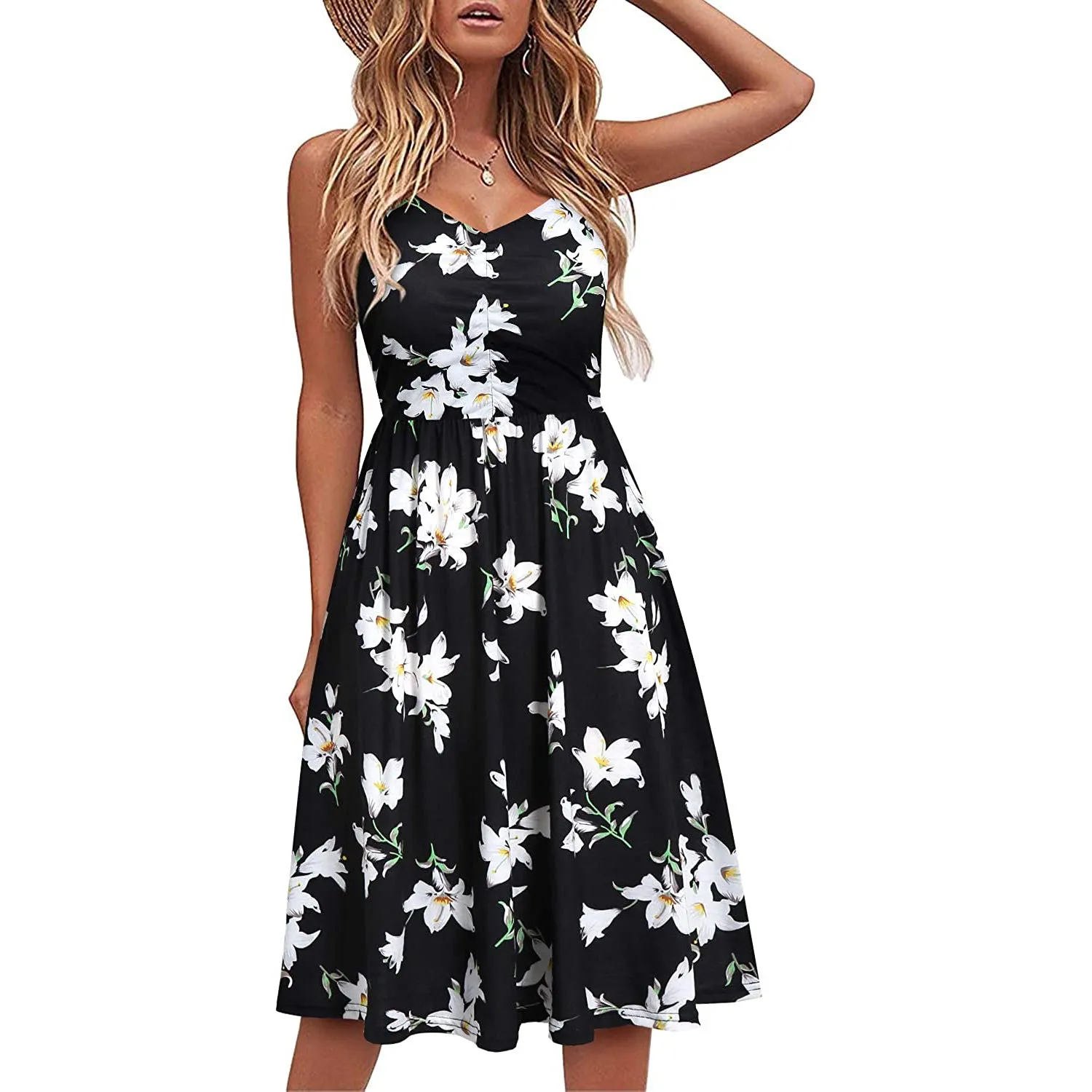 Women Sleeveless Cotton Summer Beach Dress