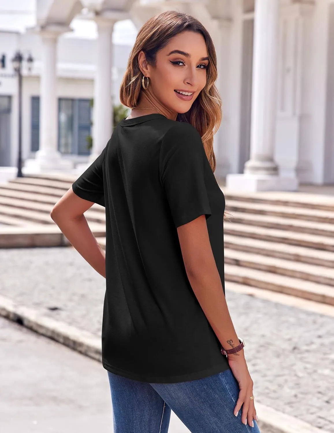 Zeagoo Womens Casual Short Sleeve V Neck Shirts