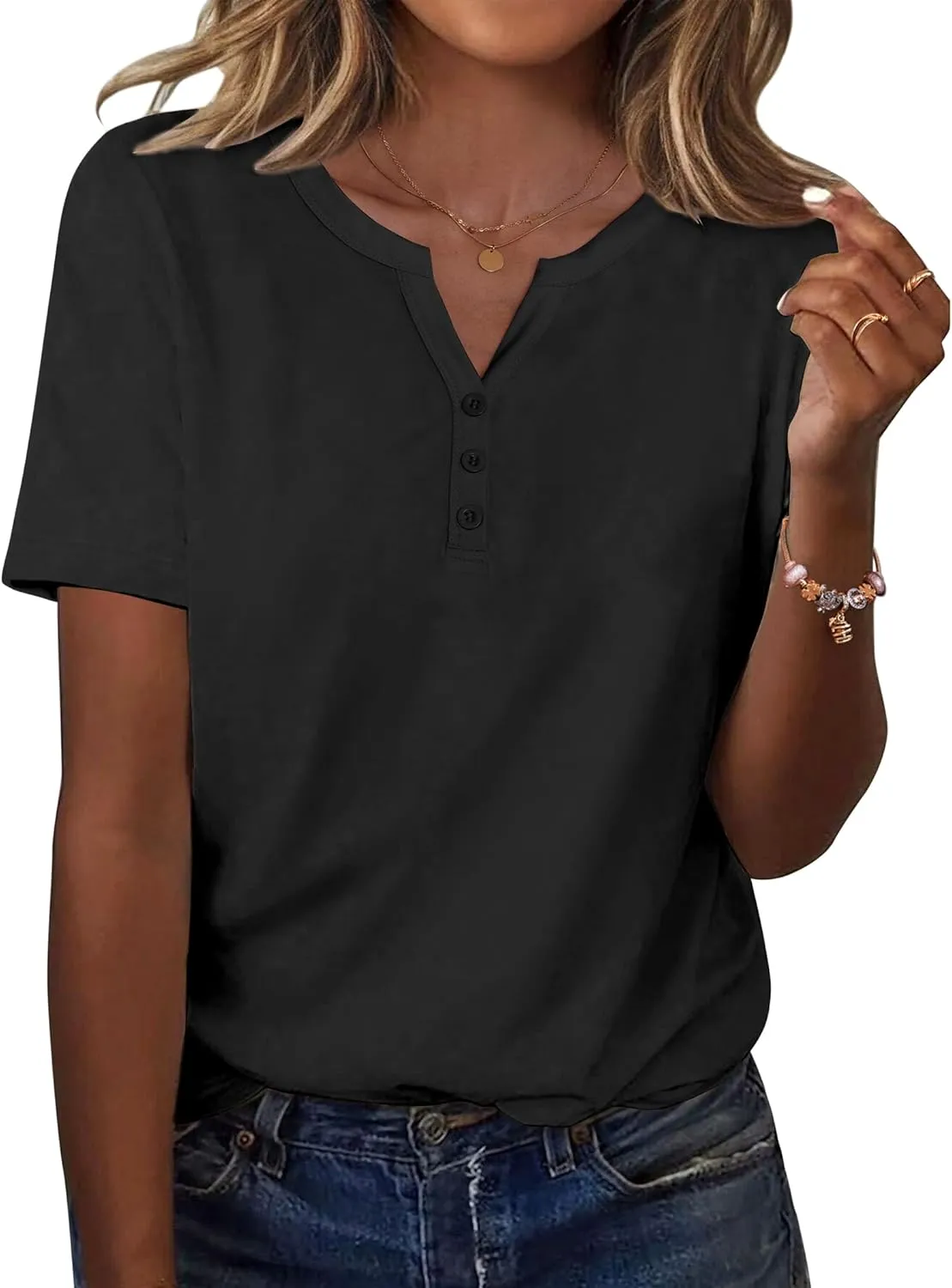 Zeagoo Womens Casual Short Sleeve V Neck Shirts